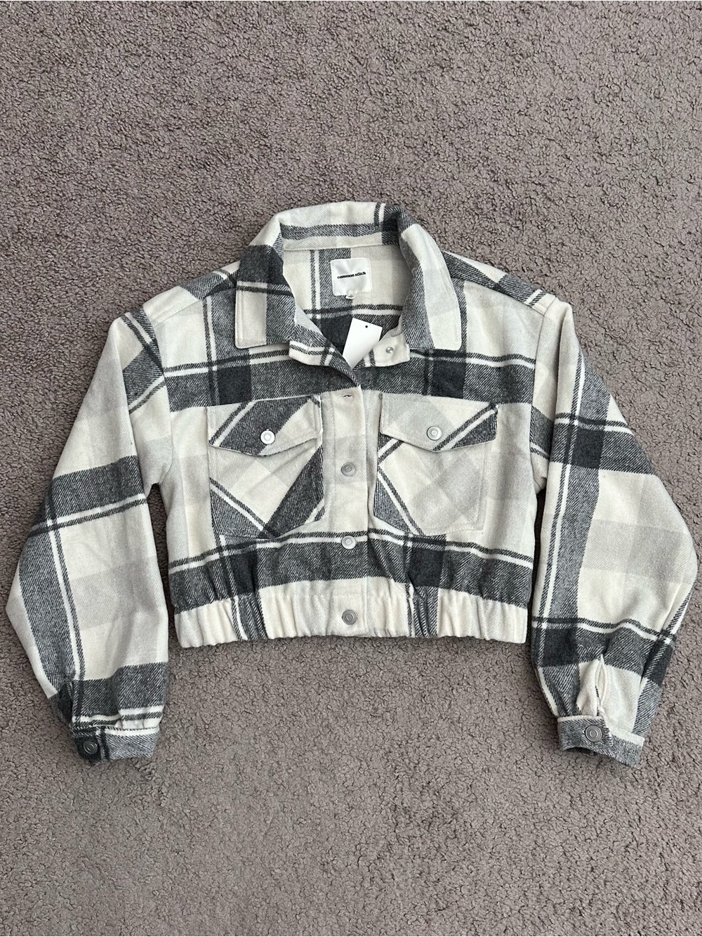 Common Stitch Cropped Plaid Jacket Womens Juniors M